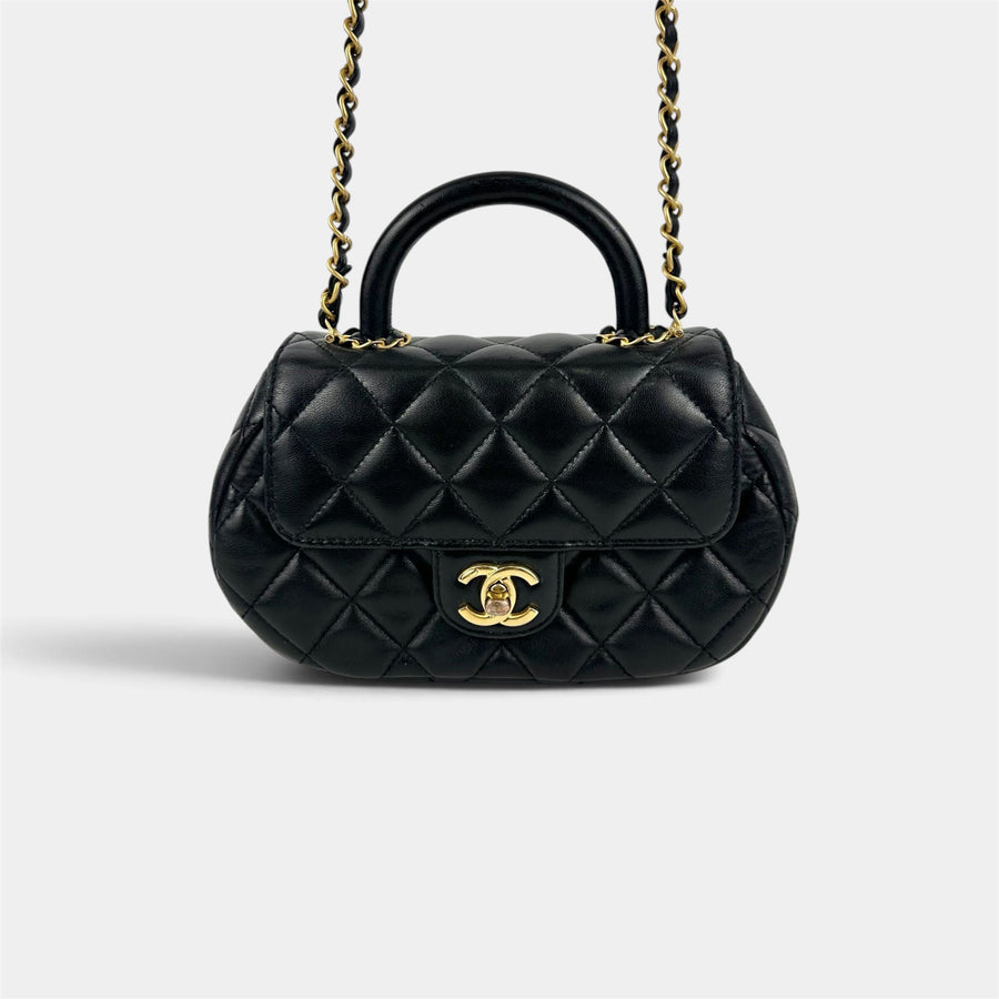 Quilted Lambskin Dumpling Top Handle Flap Bag [ReSale]