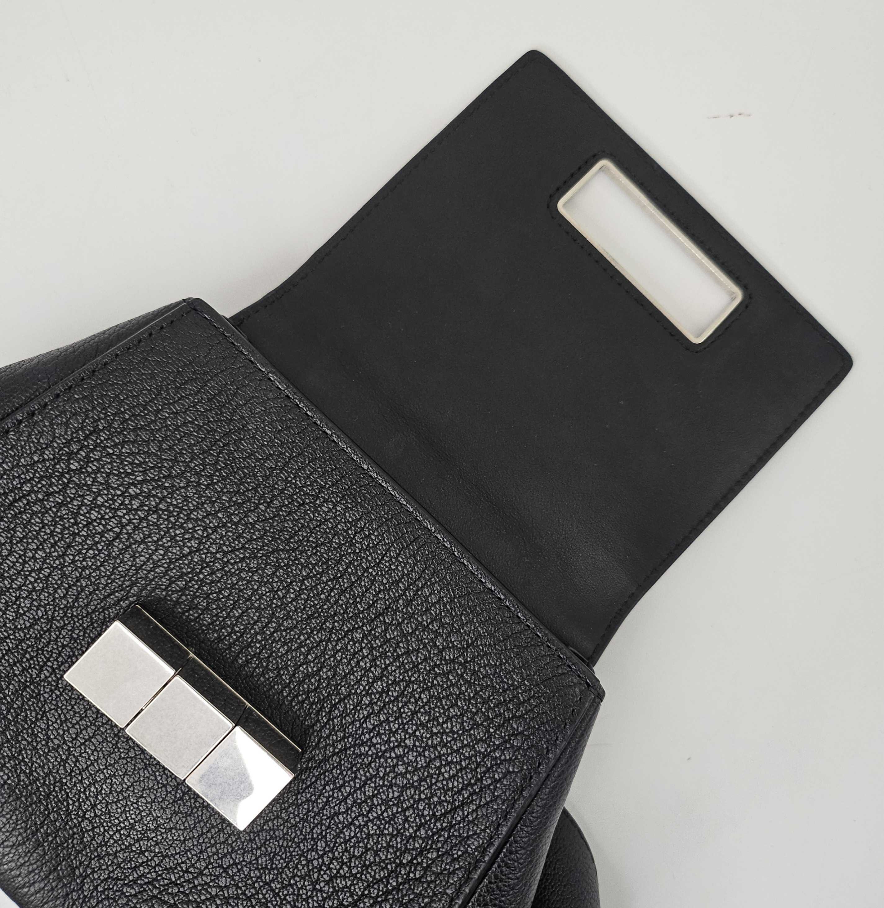 Geometric Leather Belt Bag in Black [ReSale]