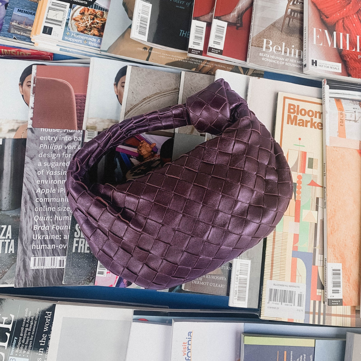 Mini Jodie Intrecciato Leather Bag in Grape