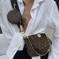 Multi Pochette Accessories Bag with Khaki Strap