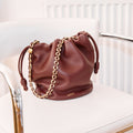 Medium Flamenco Purse Bucket Bag in Dark Burgundy