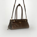 Belted Medium Leather Shoulder Bag in Dark Brown