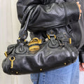 Paddington Shoulder Bag in Black Leather with Gold Hardware
