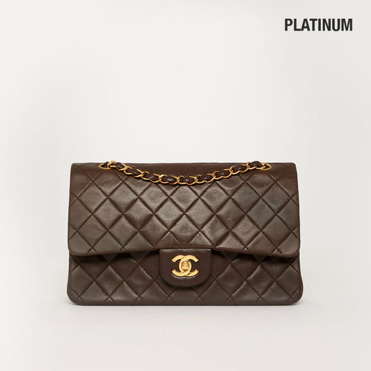 Medium Classic Double Flap Bag in Brown Lambskin 1996