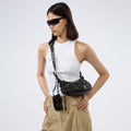 Cagole XS Studded Textured-Leather Shoulder Bag in Black