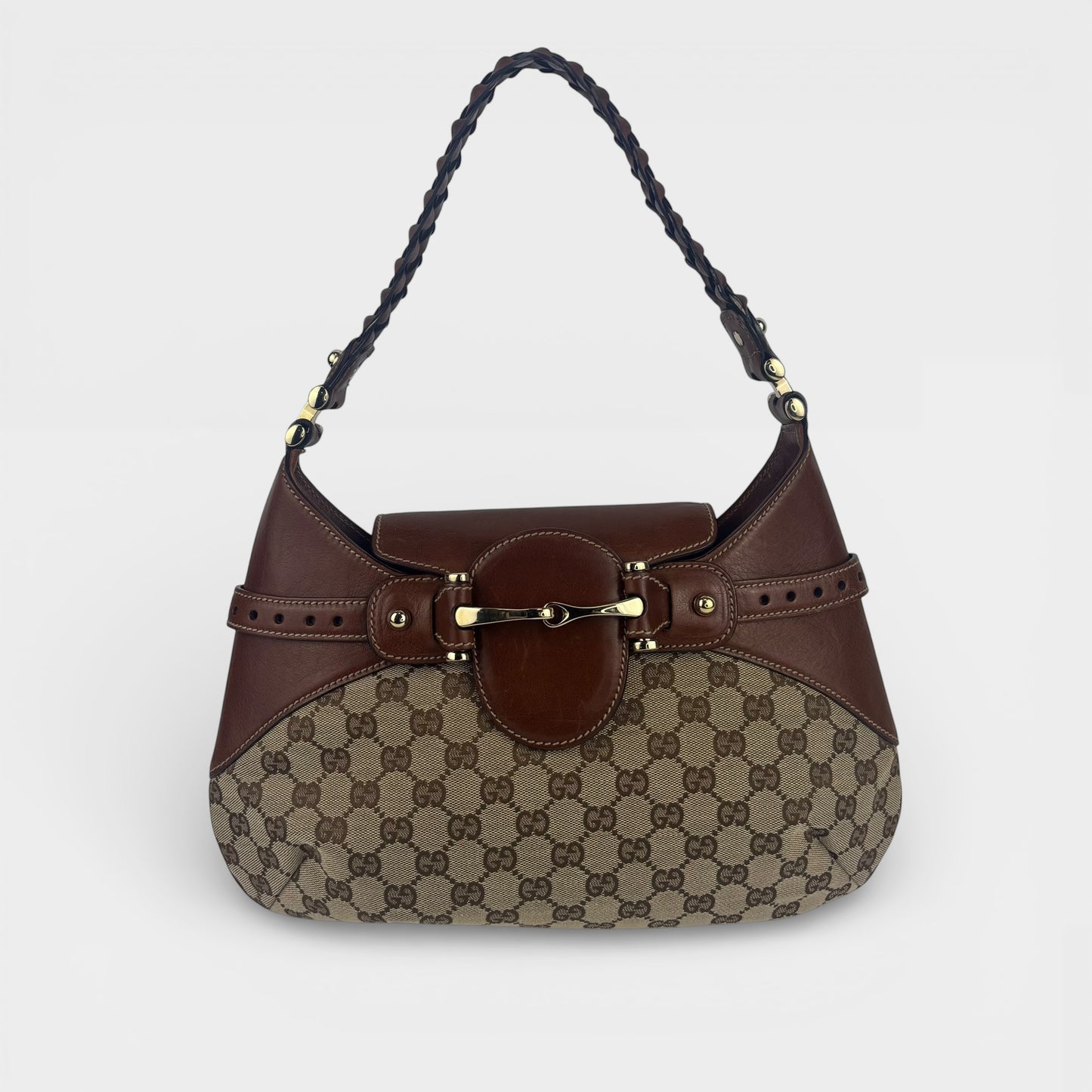 Horsebit 1955 GG Supreme Shoulder Bag with Brown Leather Trim