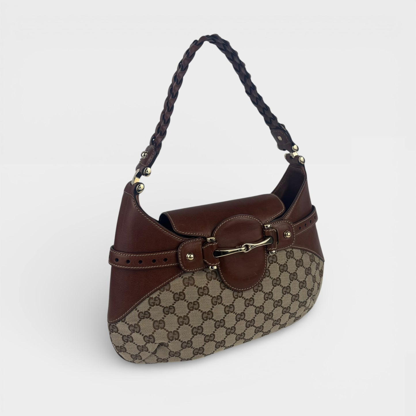 Horsebit 1955 GG Supreme Shoulder Bag with Brown Leather Trim