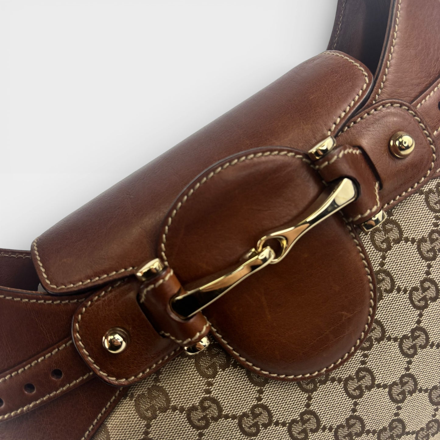 Horsebit 1955 GG Supreme Shoulder Bag with Brown Leather Trim