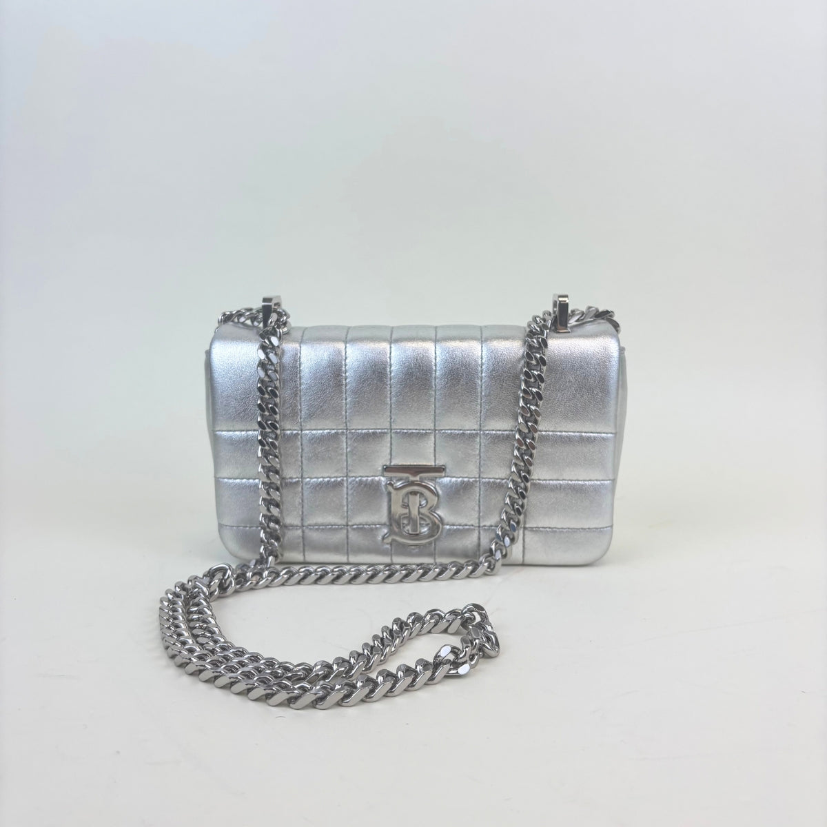 Mini Quilted Leather Lola Bag in Metallic Silver [ReSale]