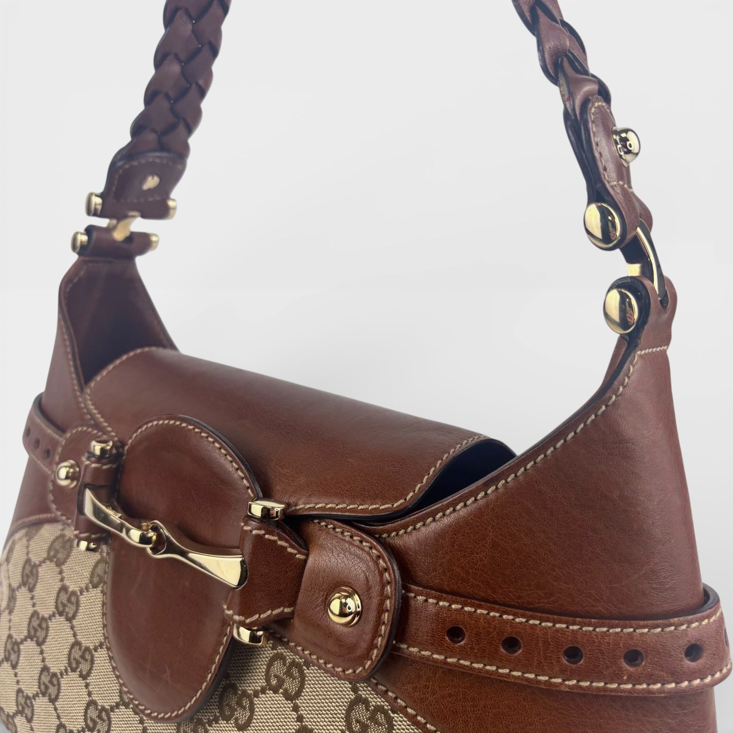 Horsebit 1955 GG Supreme Shoulder Bag with Brown Leather Trim