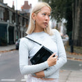 Cleo Shoulder Bag With Flap in Black