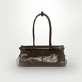 Belted Medium Leather Shoulder Bag in Dark Brown