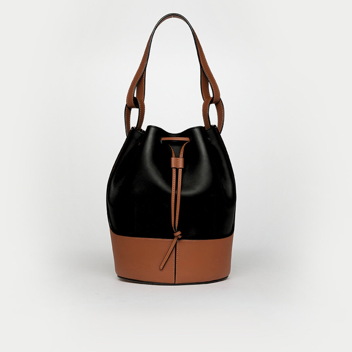 Medium Balloon Bag in Black and Brown Leather