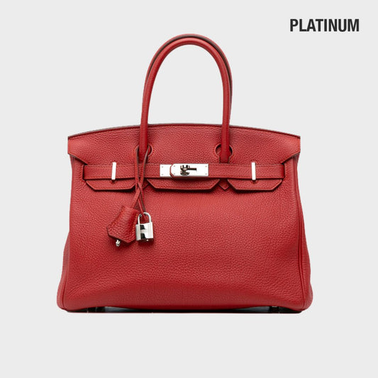 Togo Birkin Retourne 30 in Red with Silver Hardware