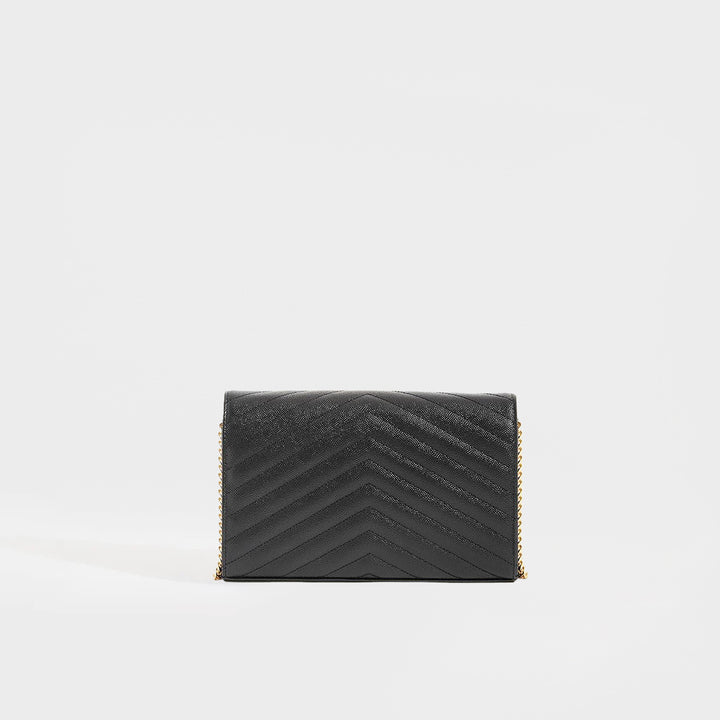 Monogram Chevron-Quilted Crossbody in Black Leather
