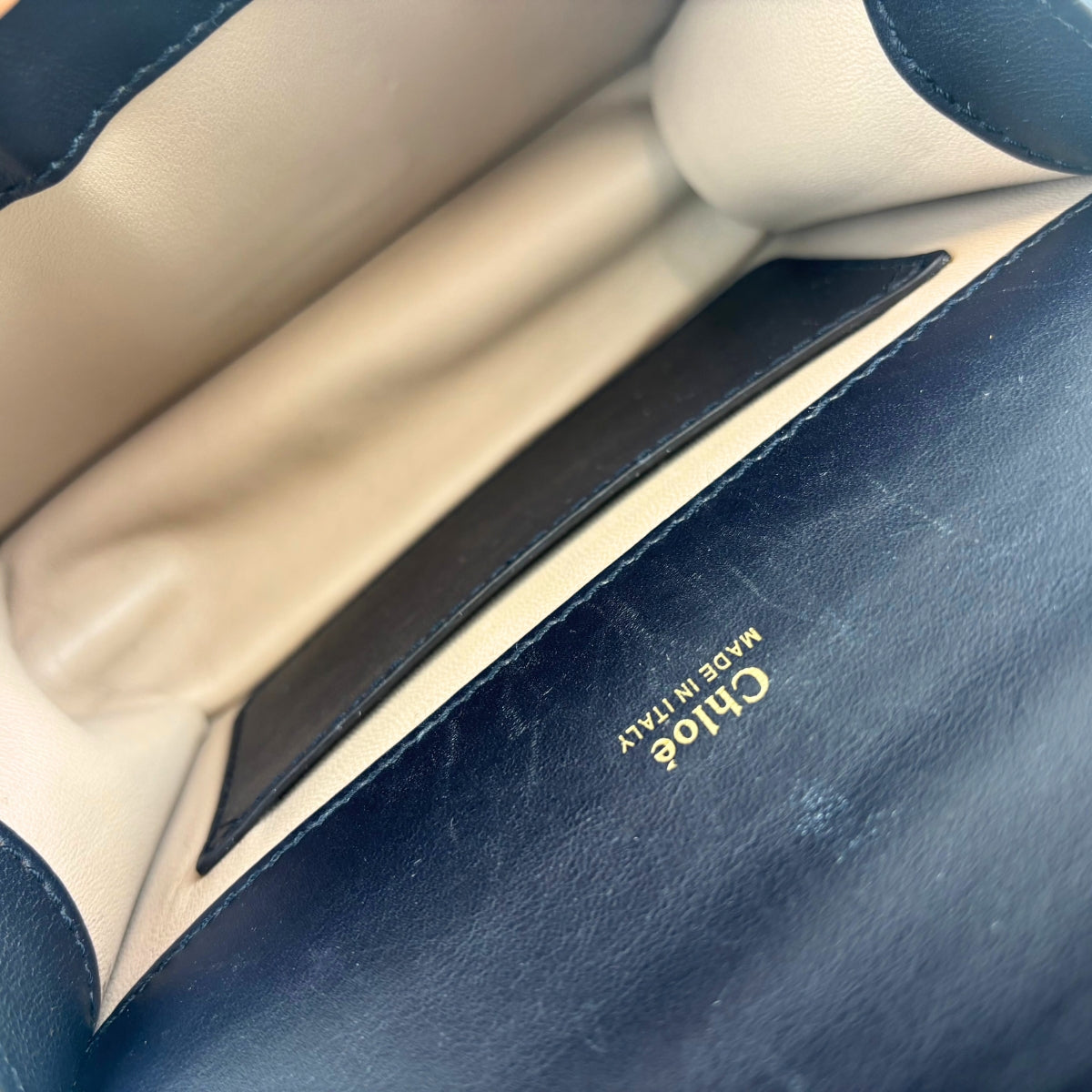 Mini Aby Chain Crocodile-effect Shoulder Bag in Navy [ReSale]