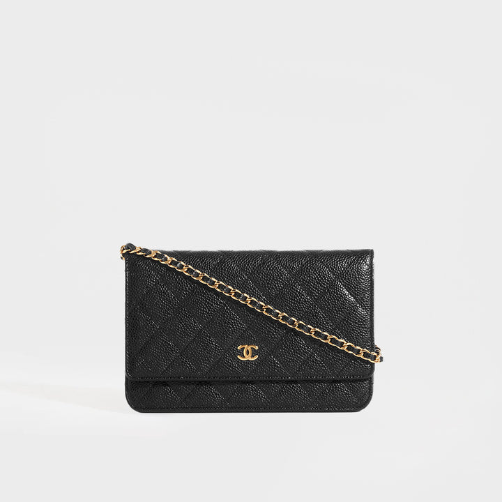 Classic Wallet on Chain in Black Caviar Leather 2016