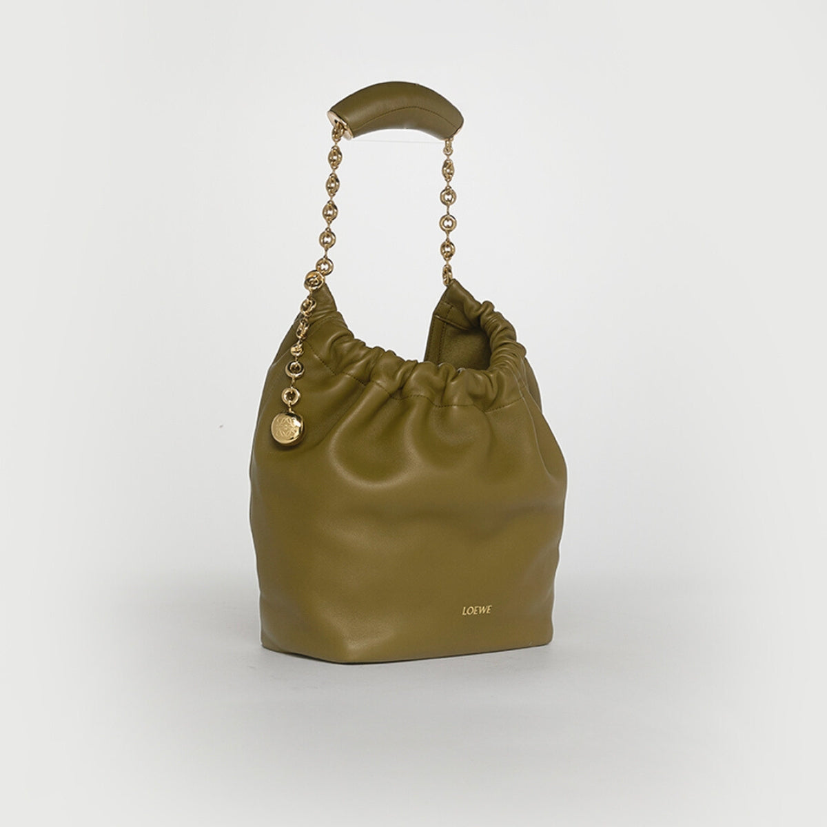Small Squeeze Bag in Olive Nappa Leather
