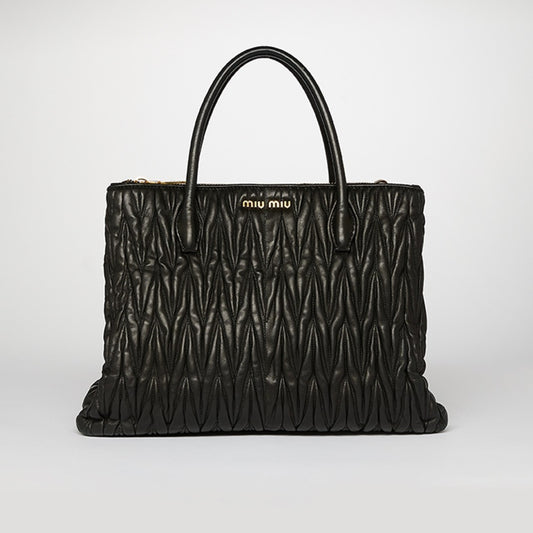 Quilted Nappa Matelassé Leather Tote in Black
