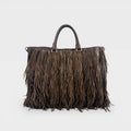 Fringe Tote in Brown Leather