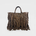 Fringe Tote in Brown Leather