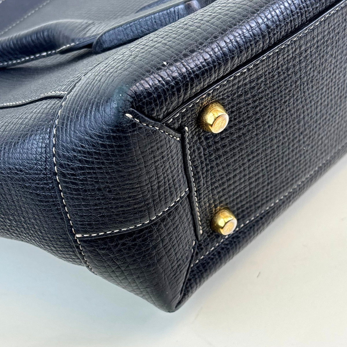 Arco Large Grained Leather Tote in Black with Gold Hardware [ReSale]