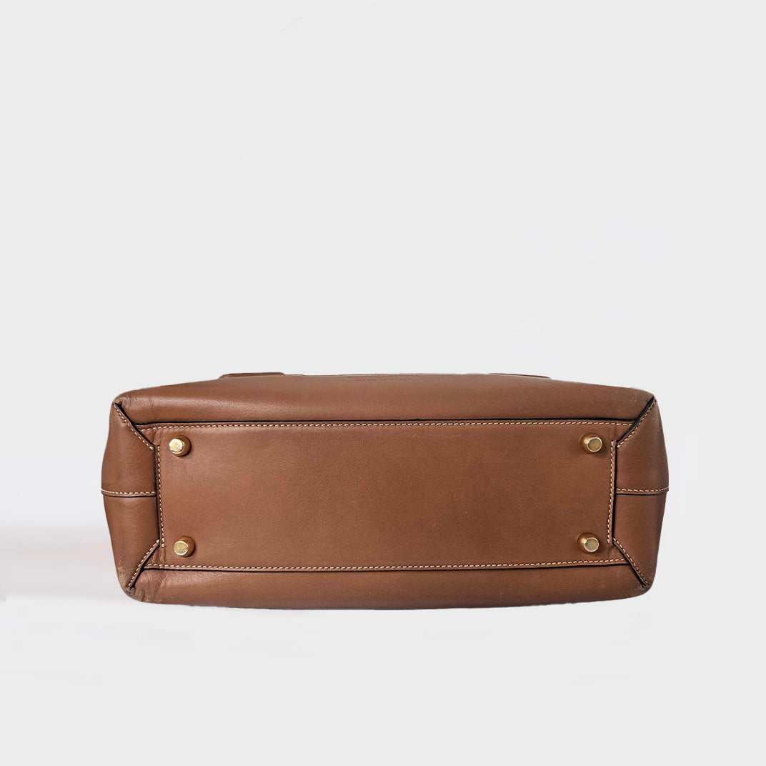 Arco Large Intrecciato Leather Tote Bag in Wood [ReSale]