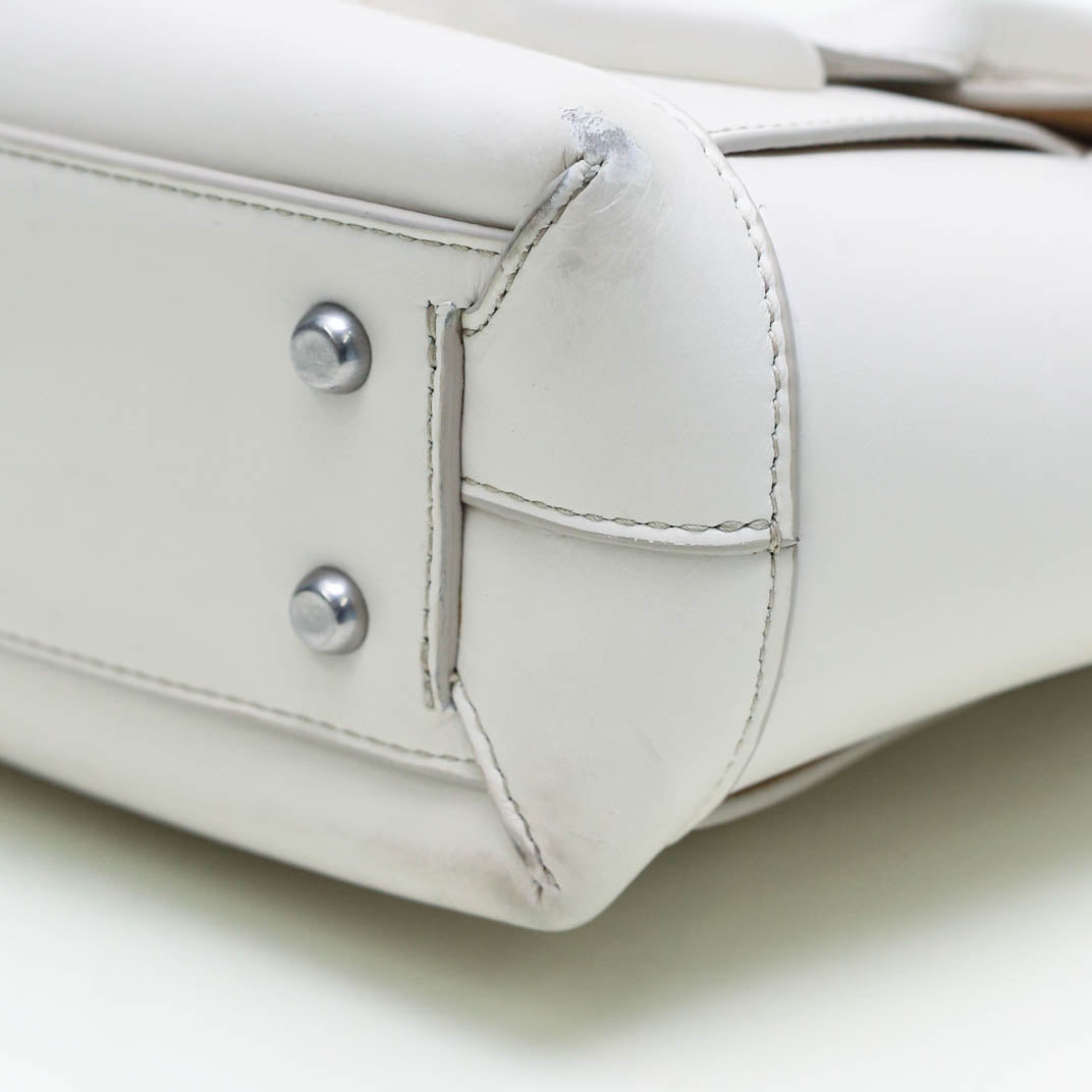 BOTTEGA VENETA Arco Small Intrecciato Leather Tote Bag in White [ReSale]