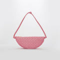 Half Moon Intrecciato Leather Shoulder Bag in Pink