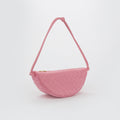 Half Moon Intrecciato Leather Shoulder Bag in Pink