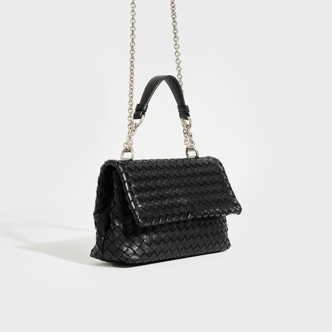 Intrecciato Baby Olimpia Shoulder Bag in Black