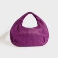 Intrecciato Leather Shoulder Bag in Purple