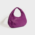 Intrecciato Leather Shoulder Bag in Purple