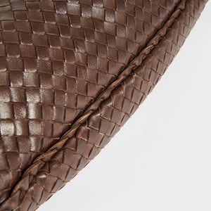 BOTTEGA VENETA Large Hobo Intrecciato Leather Shoulder Bag in Dark Brown