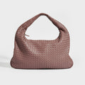 Large Hobo Intrecciato Leather Shoulder Bag in Mauve