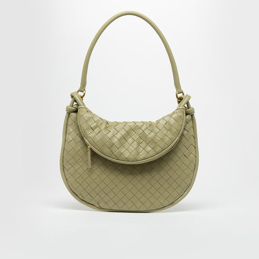 Medium Gemelli Intrecciato Leather Shoulder Bag in Travertine