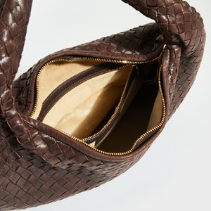 BOTTEGA VENETA Medium Hobo Intrecciato Leather Shoulder Bag in Dark Brown