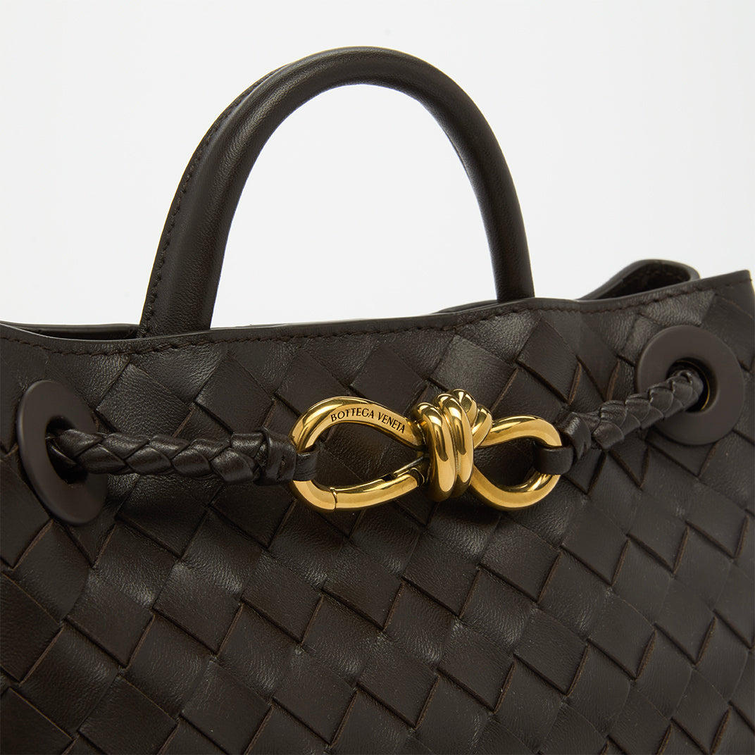 Small Andiamo Intrecciato Leather Bag in Fondant