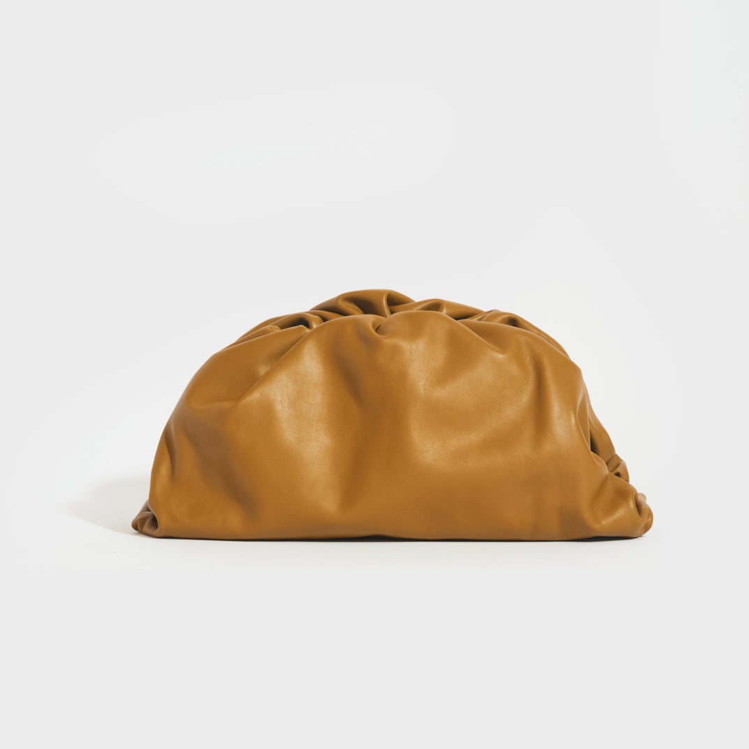BOTTEGA VENETA The Pouch Leather Clutch in Moutarde ReSale COCOON