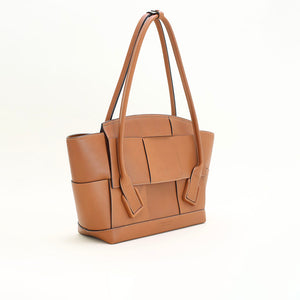 BOTTEGA VENETA Arco Large Intrecciato Leather Tote Bag in Wood [ReSale]