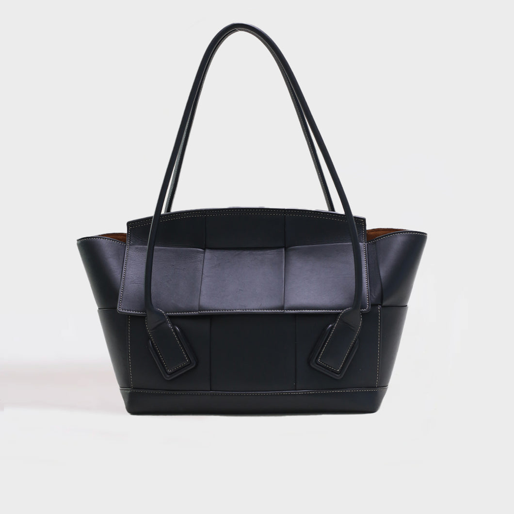 BOTTEGA VENETA Pre-Owned Arco Large Intrecciato Leather Tote Bag in Black