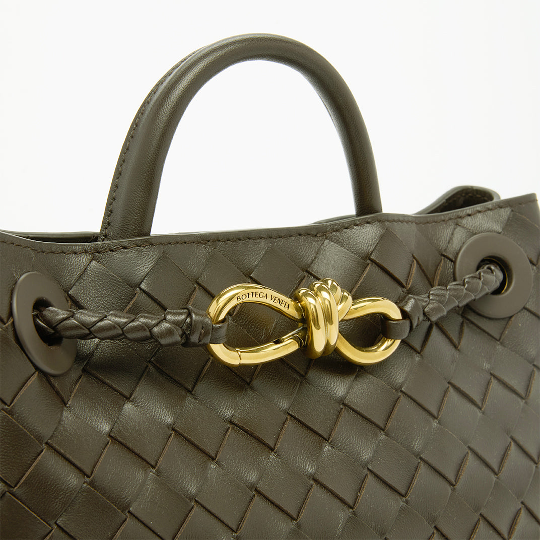Medium Andiamo Intrecciato Leather Bag in Green