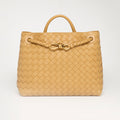 Medium Andiamo Intrecciato Leather Bag in Dark Praline