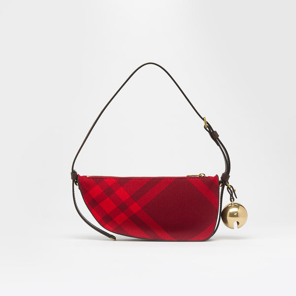BURBERRY Mini Shield Sling Bag in Red Check | COCOON