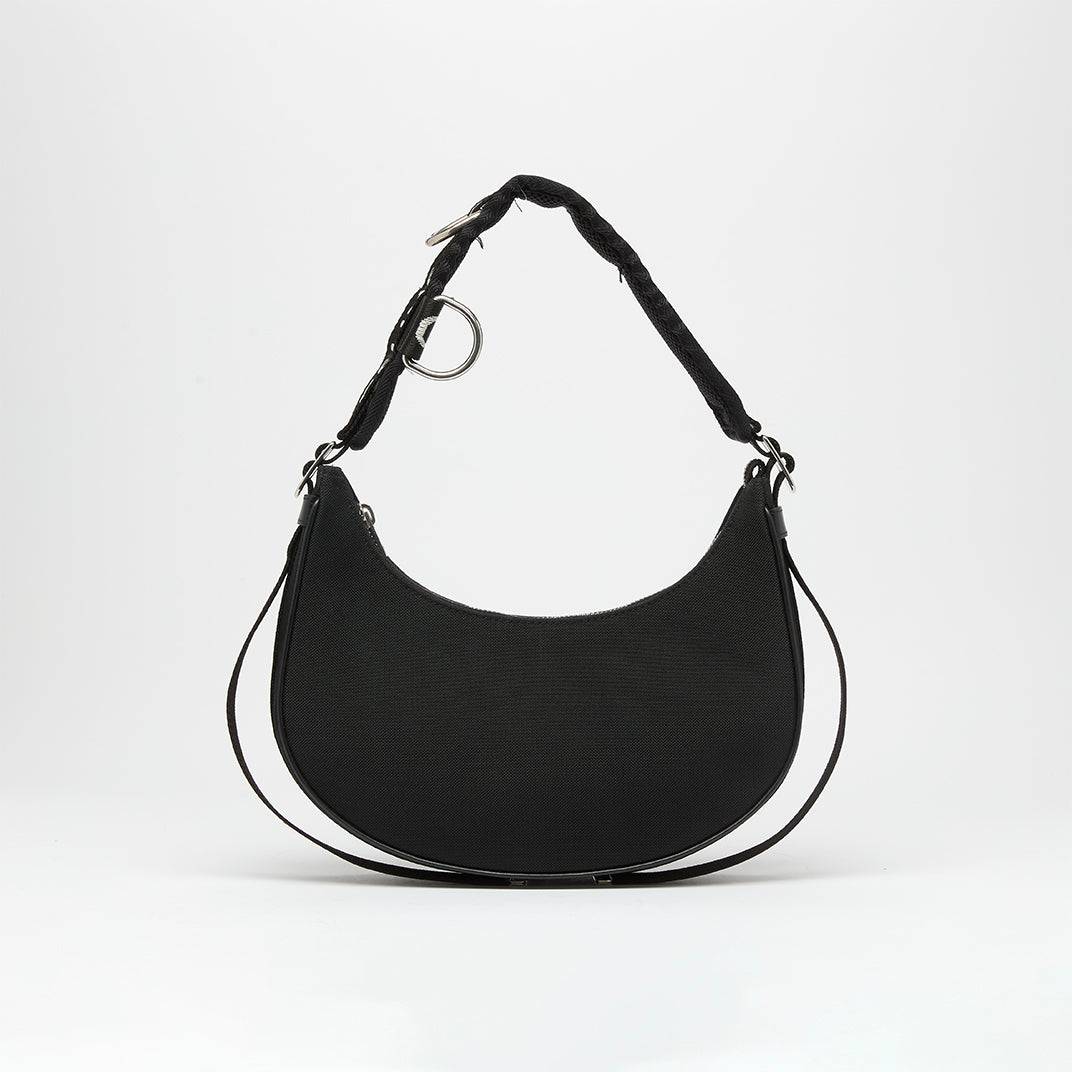 Ava Trekking Shoulder Bag in Black Canvas
