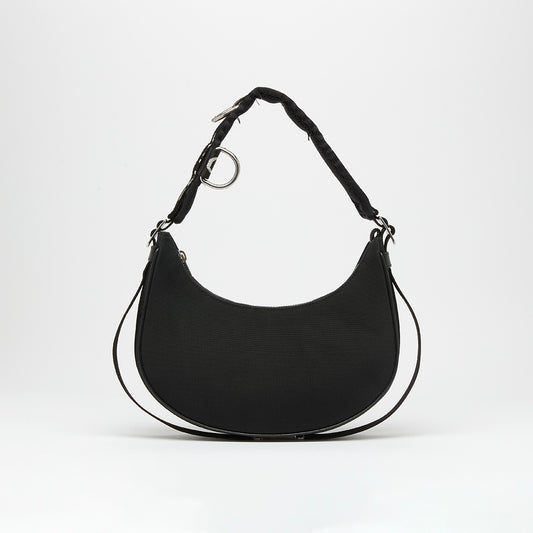 Ava Trekking Shoulder Bag in Black Canvas
