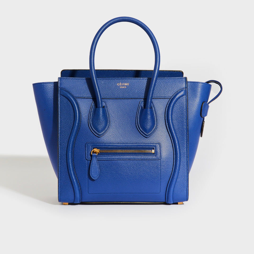 CELINE Micro Luggage Handbag in Blue