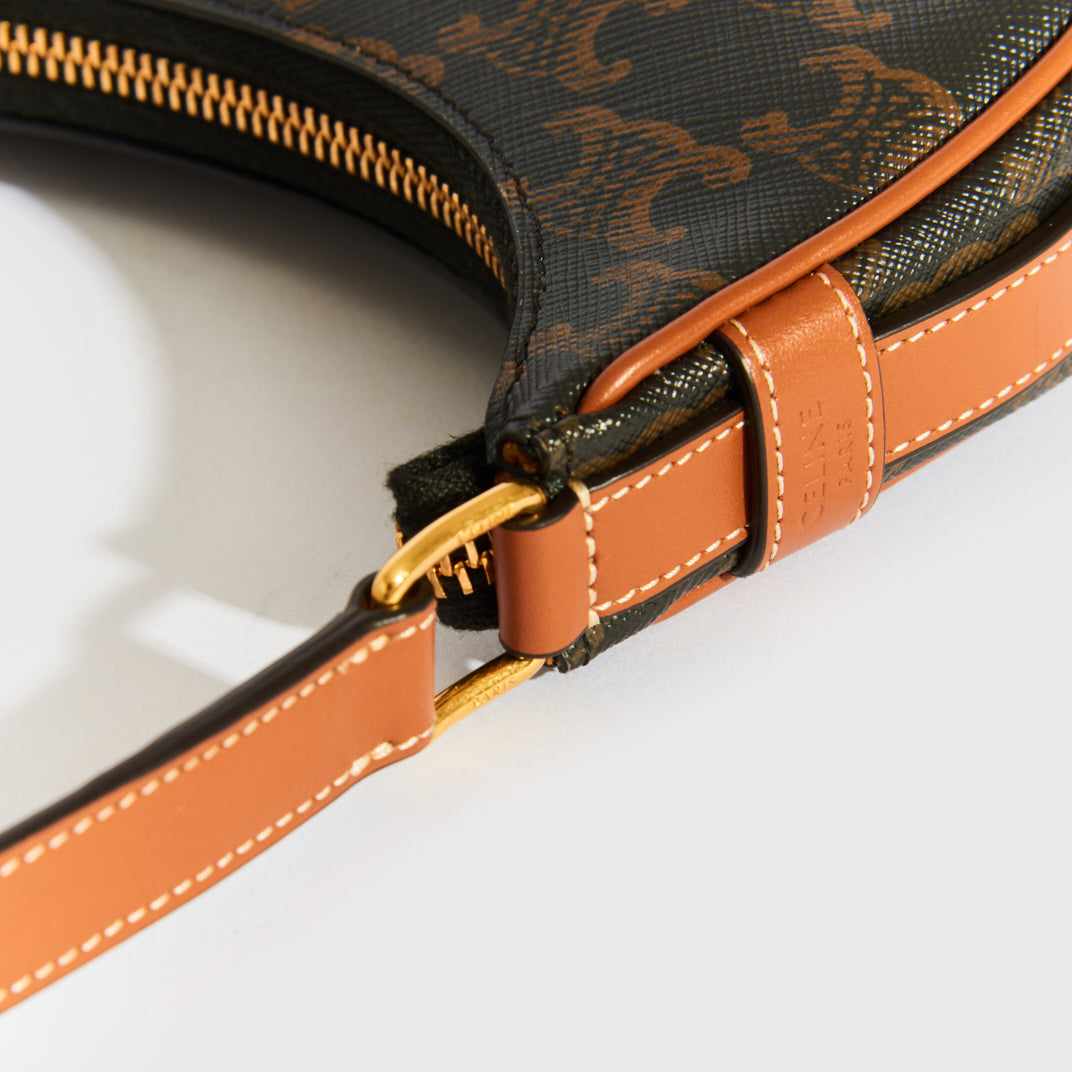 Mini Ava Triomphe Canvas Shoulder Bag in Brown