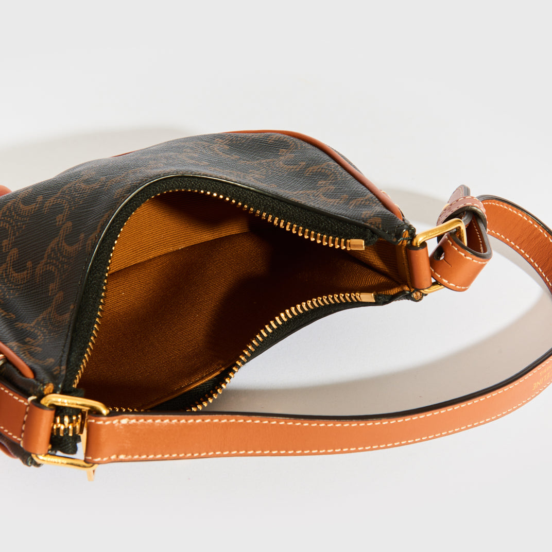 Mini Ava Triomphe Canvas Shoulder Bag in Brown