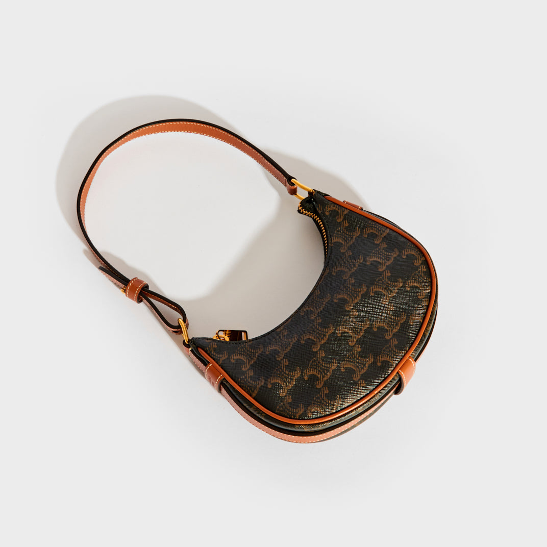 Mini Ava Triomphe Canvas Shoulder Bag in Brown